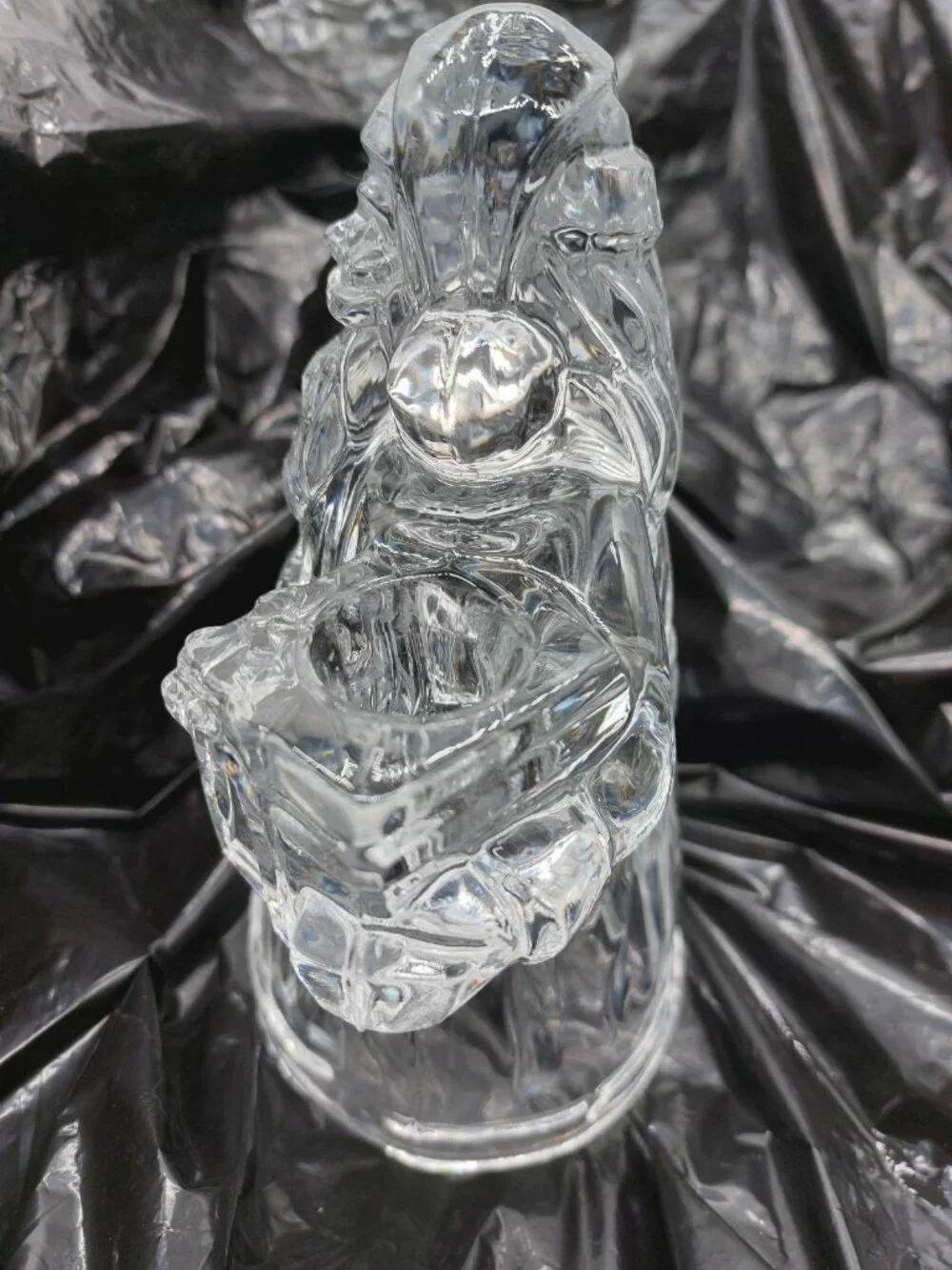 Santa Claus Candle Hokder 24% Lead Crystal 7.5” USA Clear
